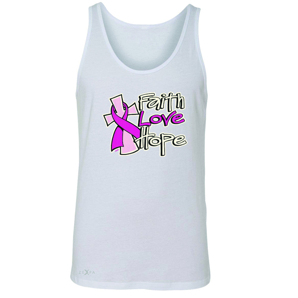 Faith Love Hope Breast Cancer October Men's Jersey Tank Awareness Sleeveless - Zexpa Apparel - 5