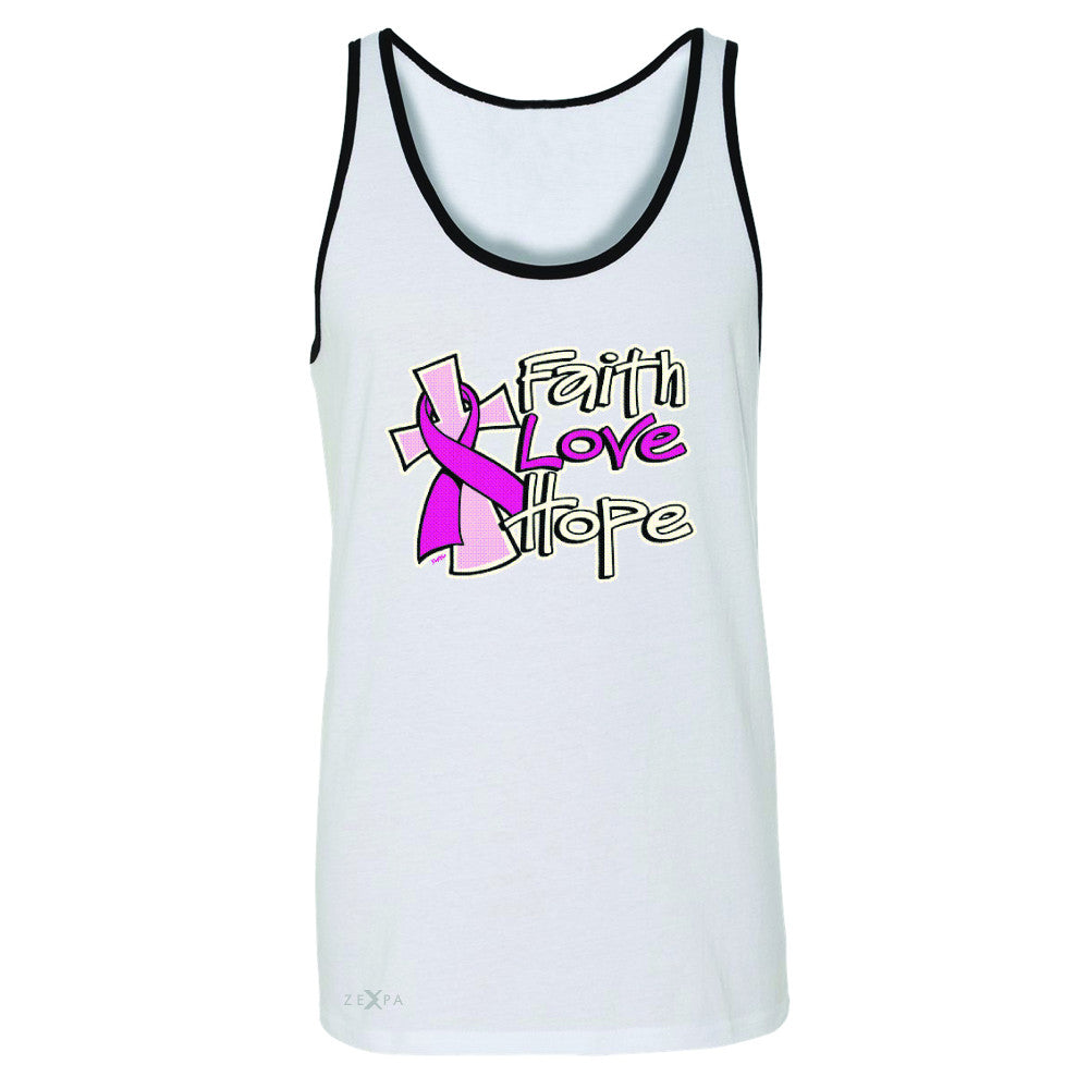 Faith Love Hope Breast Cancer October Men's Jersey Tank Awareness Sleeveless - Zexpa Apparel - 6