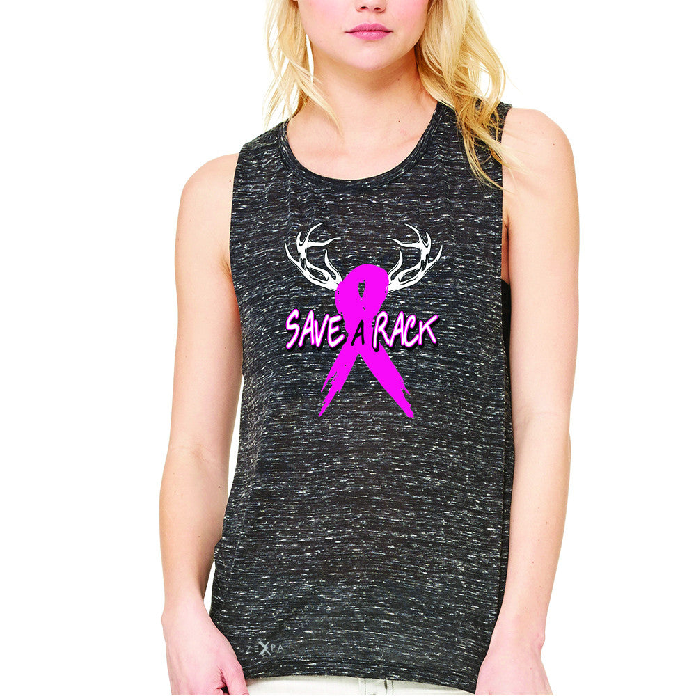 Save A Rack Breast Cancer October Women's Muscle Tee Awareness Sleeveless - Zexpa Apparel - 3