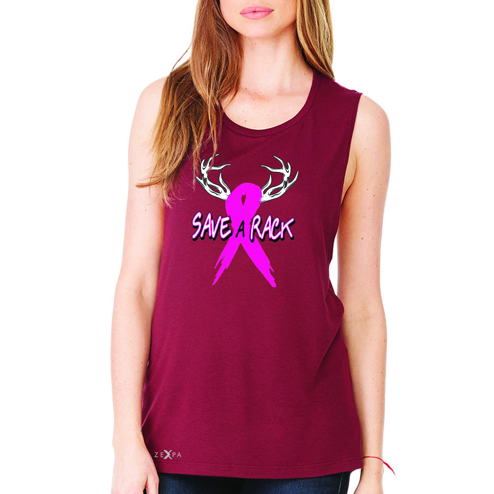 Save A Rack Breast Cancer October Women's Muscle Tee Awareness Sleeveless - Zexpa Apparel - 4