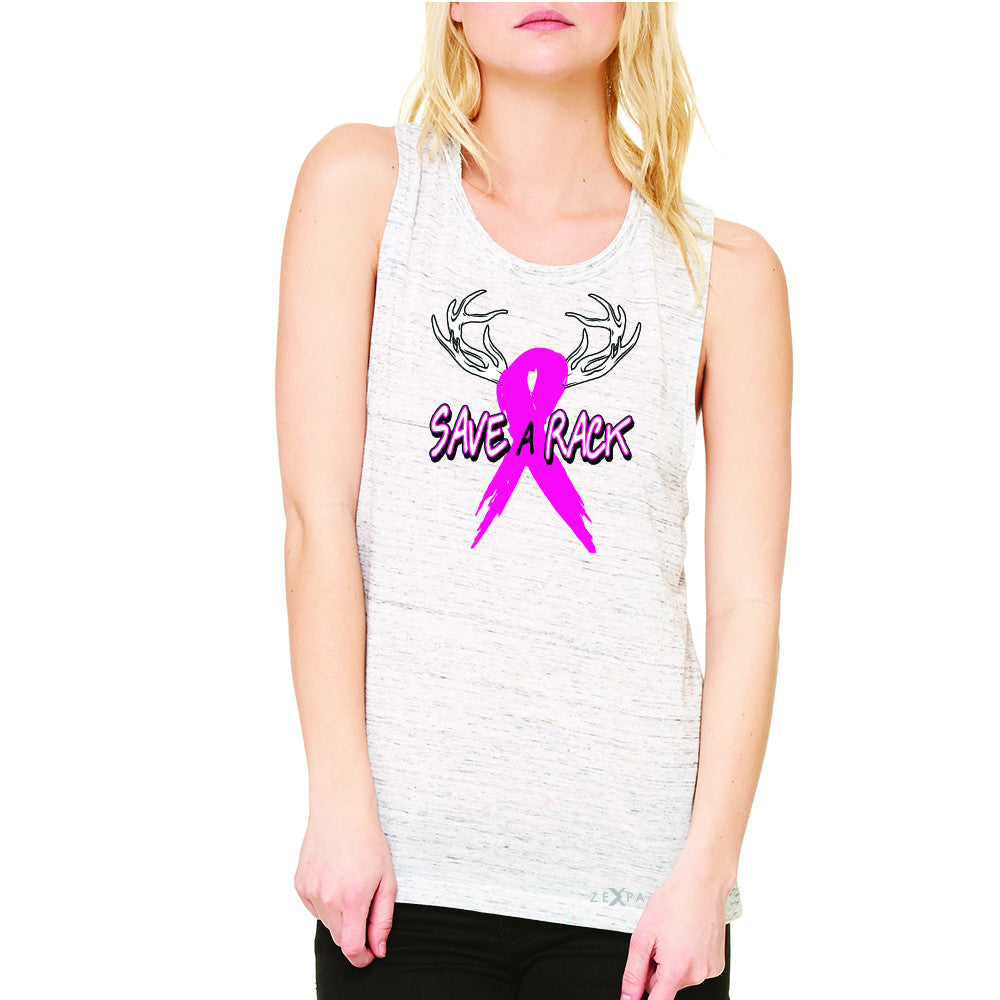 Save A Rack Breast Cancer October Women's Muscle Tee Awareness Sleeveless - Zexpa Apparel - 5