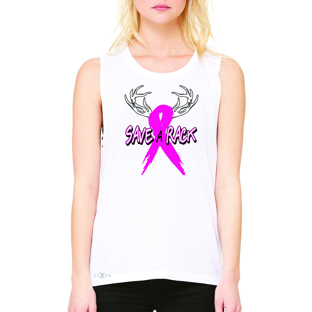 Save A Rack Breast Cancer October Women's Muscle Tee Awareness Sleeveless - Zexpa Apparel - 6