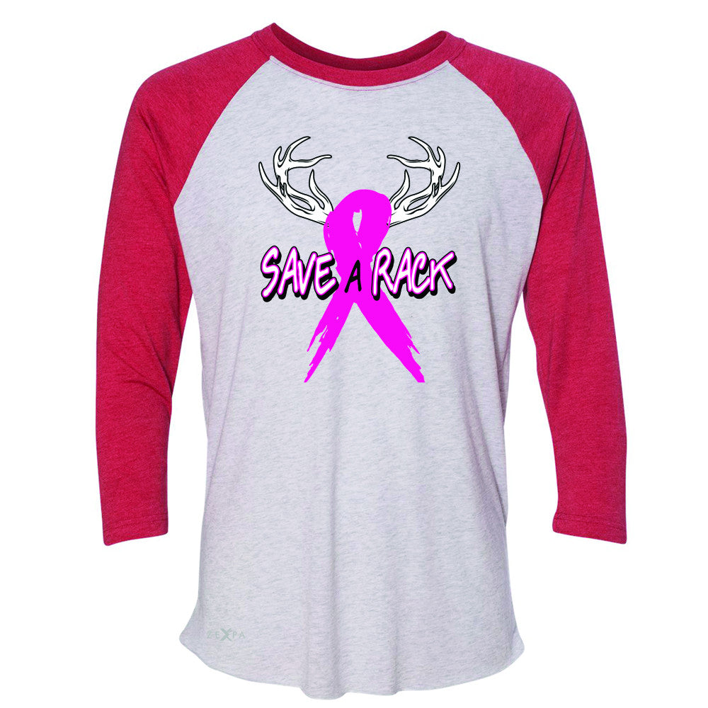 Save A Rack Breast Cancer October 3/4 Sleevee Raglan Tee Awareness Tee - Zexpa Apparel - 2