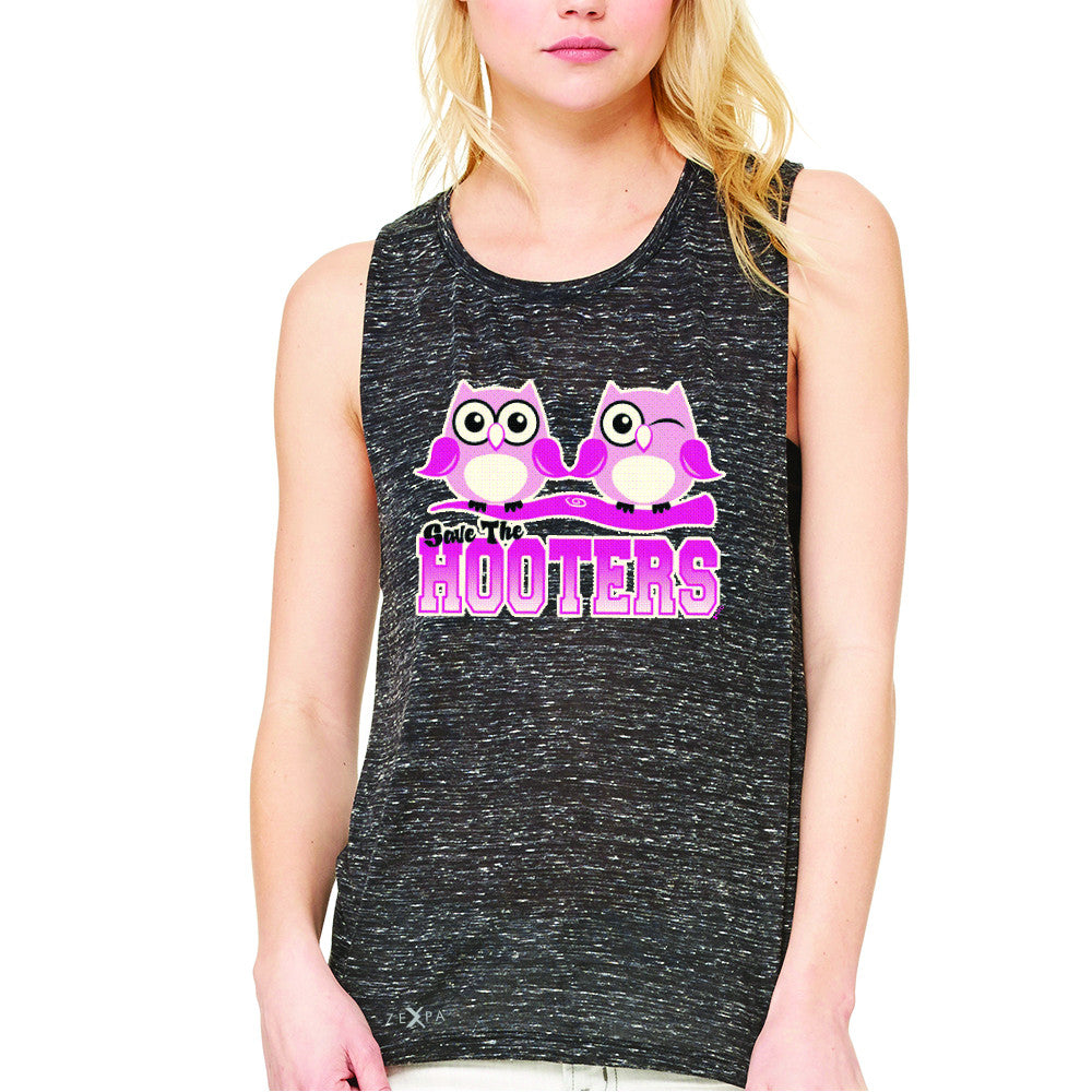 Save the Hooters Breast Cancer October Women's Muscle Tee Awareness Sleeveless - Zexpa Apparel - 3