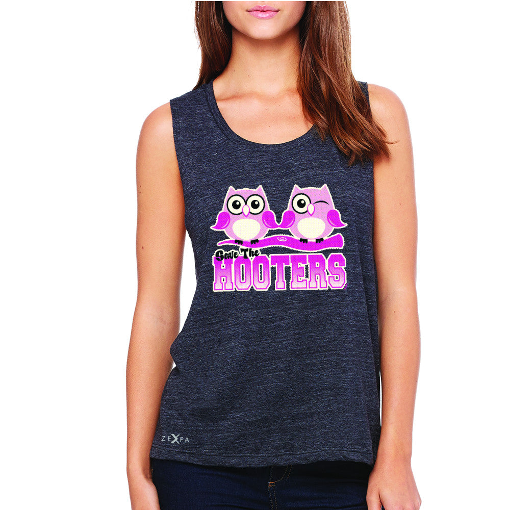 Save the Hooters Breast Cancer October Women's Muscle Tee Awareness Sleeveless - Zexpa Apparel - 1