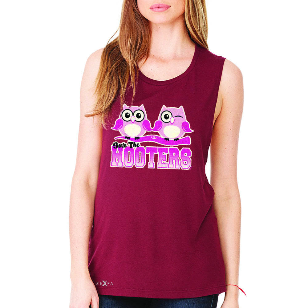 Save the Hooters Breast Cancer October Women's Muscle Tee Awareness Sleeveless - Zexpa Apparel - 4