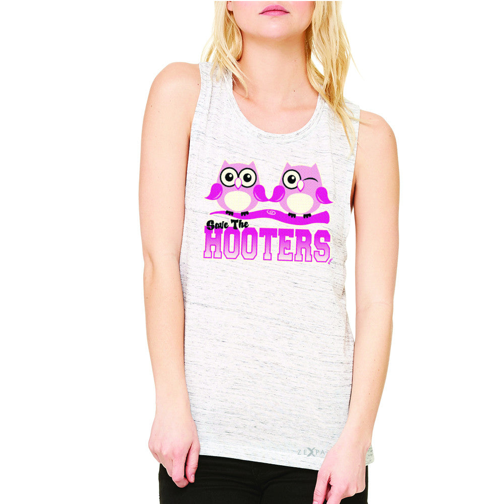 Save the Hooters Breast Cancer October Women's Muscle Tee Awareness Sleeveless - Zexpa Apparel - 5