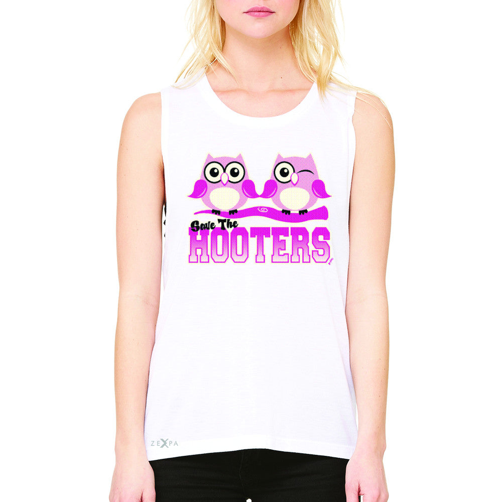 Save the Hooters Breast Cancer October Women's Muscle Tee Awareness Sleeveless - Zexpa Apparel - 6