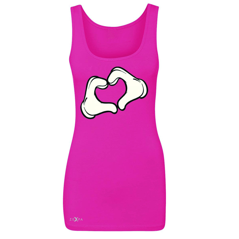 Cartoon Hands Heart Showing Women's Tank Top Humor Sleeveless - Zexpa Apparel Halloween Christmas Shirts