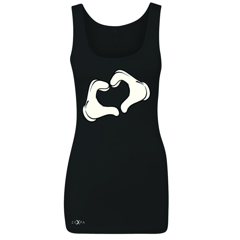 Cartoon Hands Heart Showing Women's Tank Top Humor Sleeveless - Zexpa Apparel Halloween Christmas Shirts