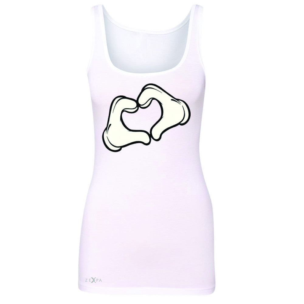 Cartoon Hands Heart Showing Women's Tank Top Humor Sleeveless - Zexpa Apparel Halloween Christmas Shirts