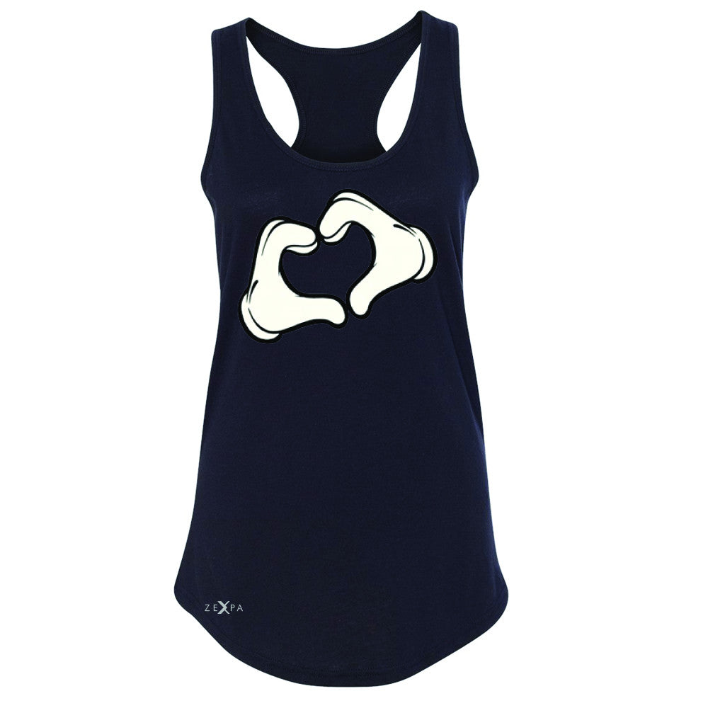 Cartoon Hands Heart Showing Women's Racerback Humor Sleeveless - Zexpa Apparel Halloween Christmas Shirts