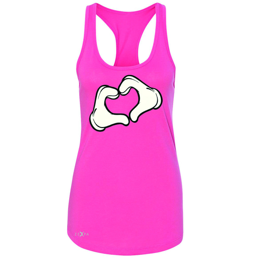 Cartoon Hands Heart Showing Women's Racerback Humor Sleeveless - Zexpa Apparel Halloween Christmas Shirts