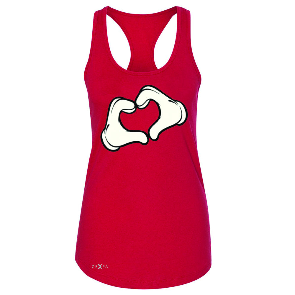 Cartoon Hands Heart Showing Women's Racerback Humor Sleeveless - Zexpa Apparel Halloween Christmas Shirts