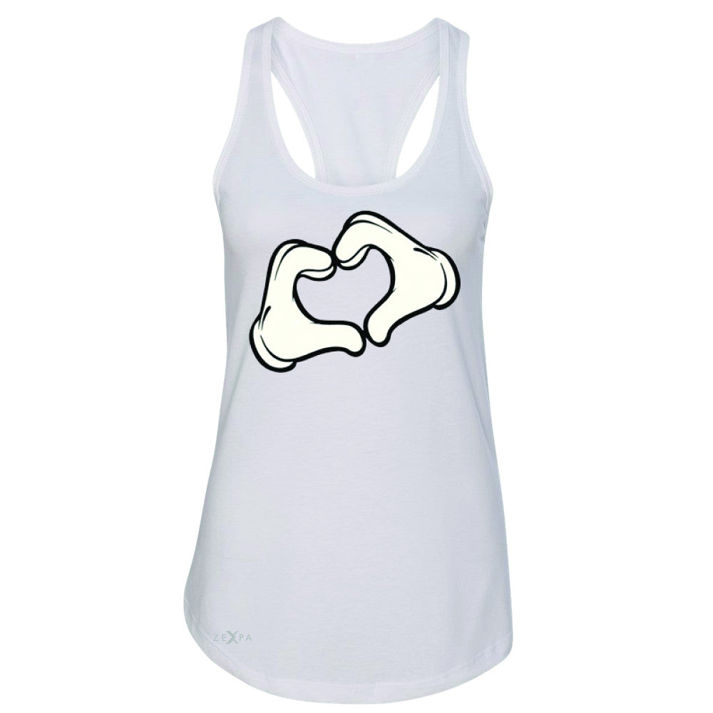 Cartoon Hands Heart Showing Women's Racerback Humor Sleeveless - Zexpa Apparel Halloween Christmas Shirts