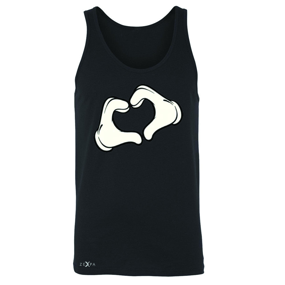 Cartoon Hands Heart Showing Men's Jersey Tank Humor Sleeveless - Zexpa Apparel Halloween Christmas Shirts