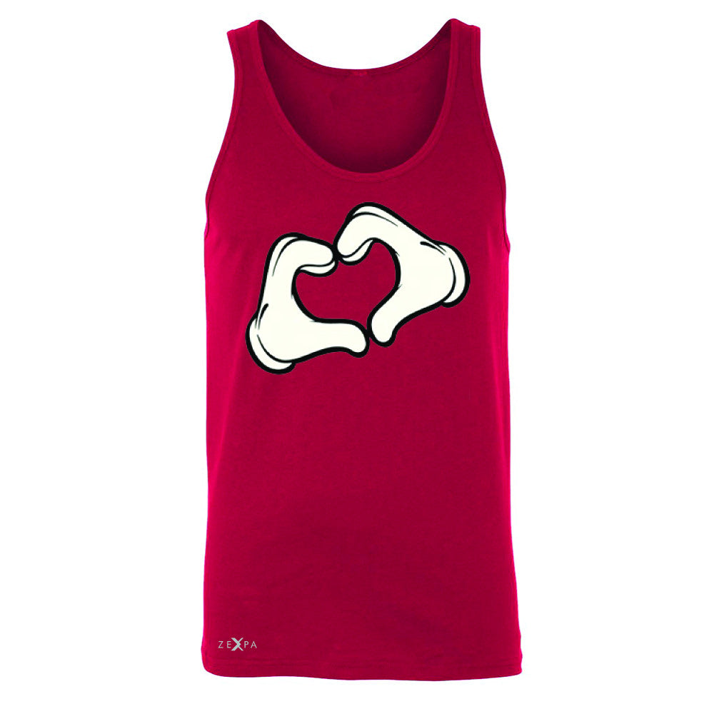 Cartoon Hands Heart Showing Men's Jersey Tank Humor Sleeveless - Zexpa Apparel Halloween Christmas Shirts