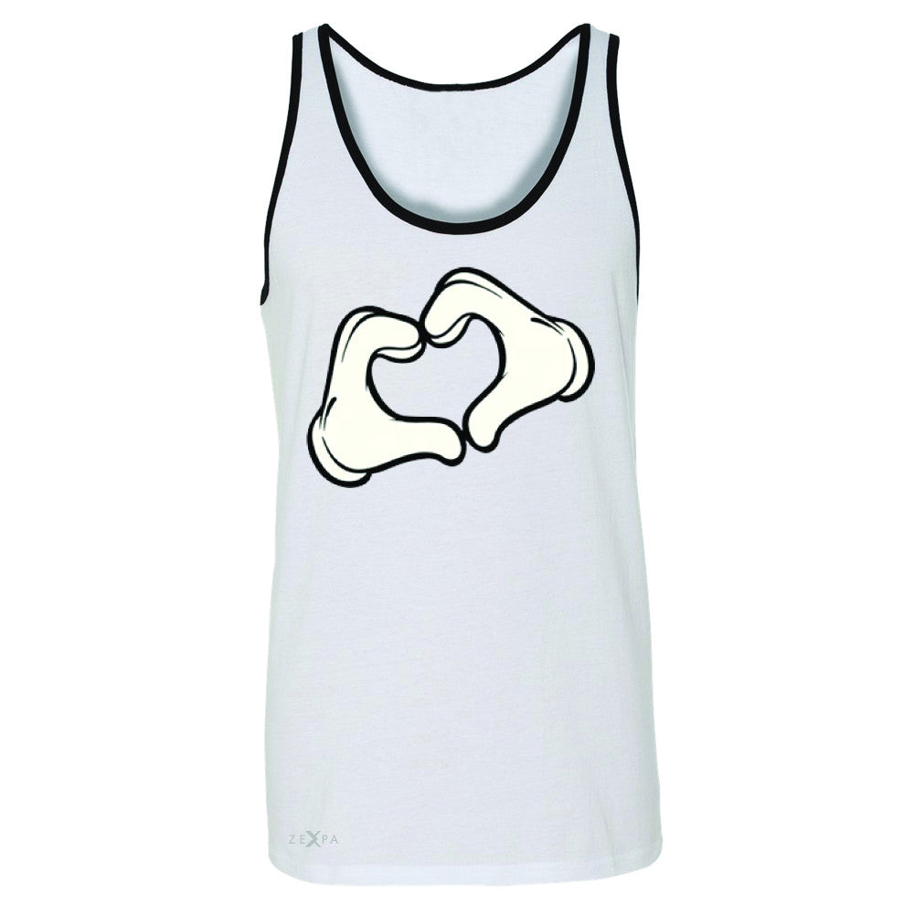 Cartoon Hands Heart Showing Men's Jersey Tank Humor Sleeveless - Zexpa Apparel Halloween Christmas Shirts