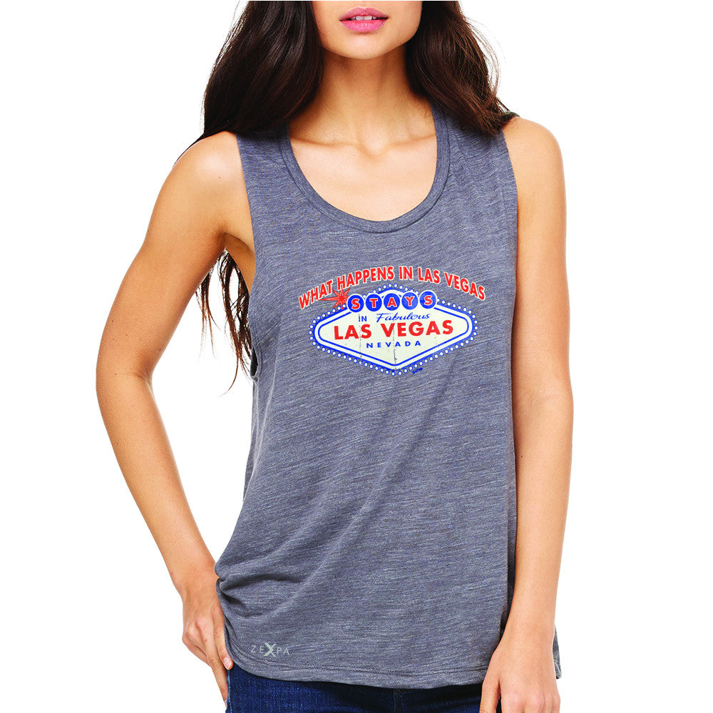 What Happens in Las Vegas Stays In Las Vegas Women's Muscle Tee Fun Sleeveless - Zexpa Apparel - 2