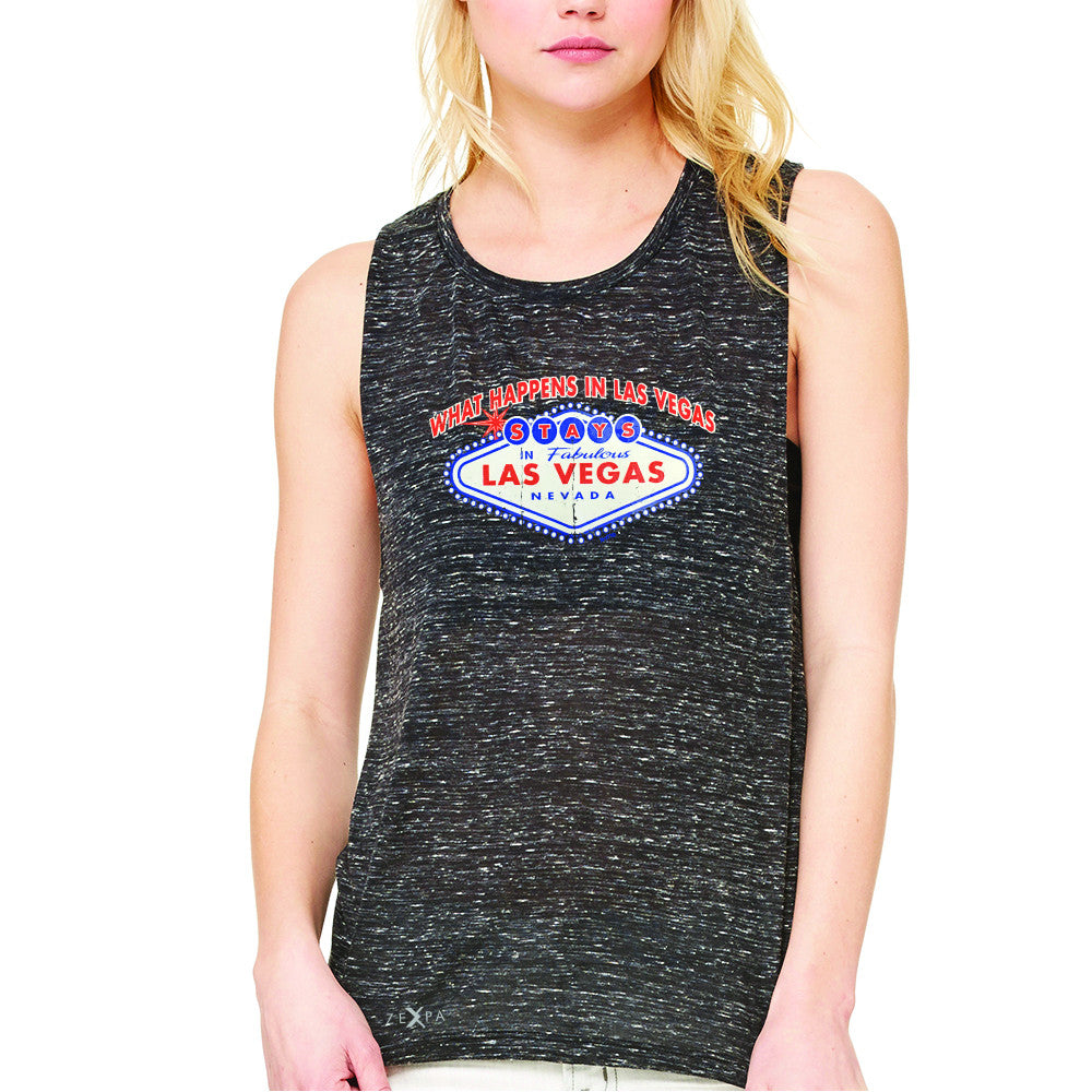 What Happens in Las Vegas Stays In Las Vegas Women's Muscle Tee Fun Sleeveless - Zexpa Apparel - 3