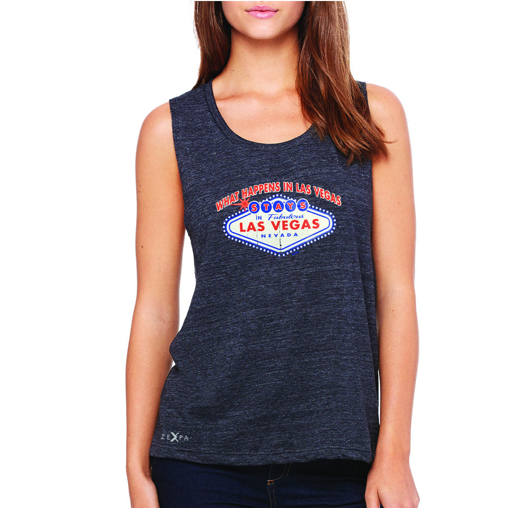 What Happens in Las Vegas Stays In Las Vegas Women's Muscle Tee Fun Sleeveless - Zexpa Apparel - 1