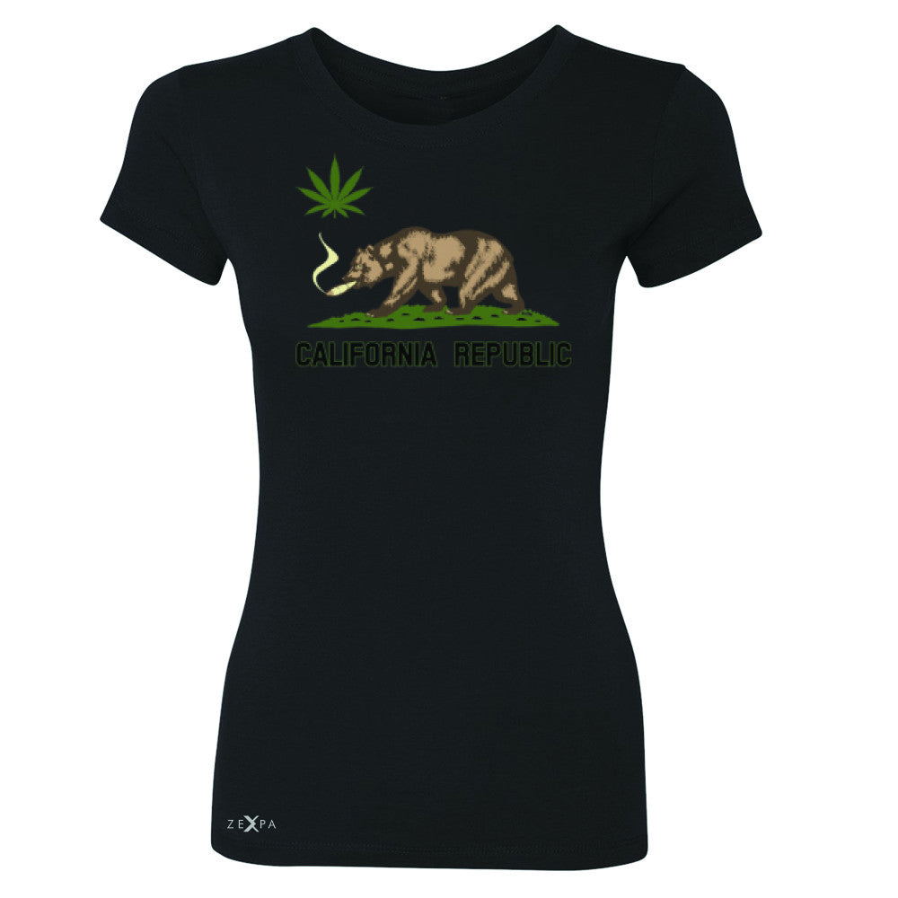 California Bear Weed Smoker Joint Women's T-shirt Fun Humor Tee - Zexpa Apparel Halloween Christmas Shirts