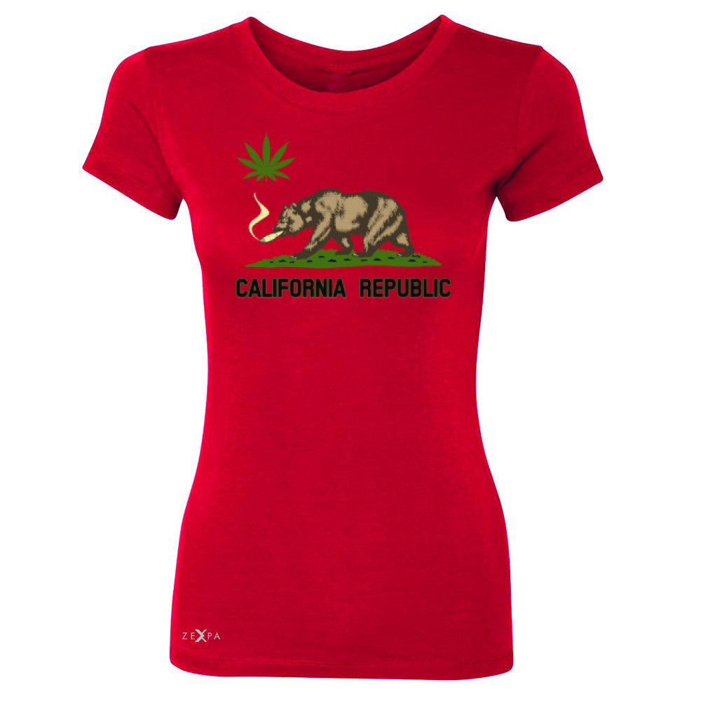 California Bear Weed Smoker Joint Women's T-shirt Fun Humor Tee - Zexpa Apparel Halloween Christmas Shirts