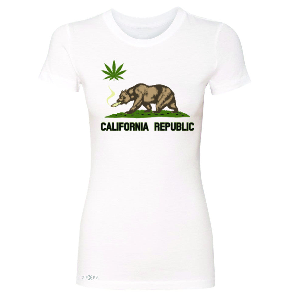 California Bear Weed Smoker Joint Women's T-shirt Fun Humor Tee - Zexpa Apparel Halloween Christmas Shirts