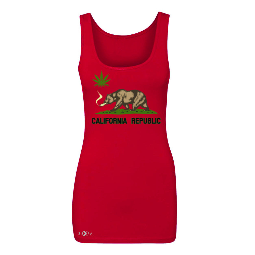 California Bear Weed Smoker Joint Women's Tank Top Fun Humor Sleeveless - Zexpa Apparel Halloween Christmas Shirts