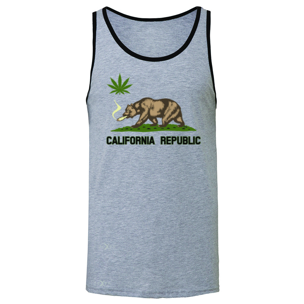 California Bear Weed Smoker Joint Men's Jersey Tank Fun Humor Sleeveless - Zexpa Apparel Halloween Christmas Shirts