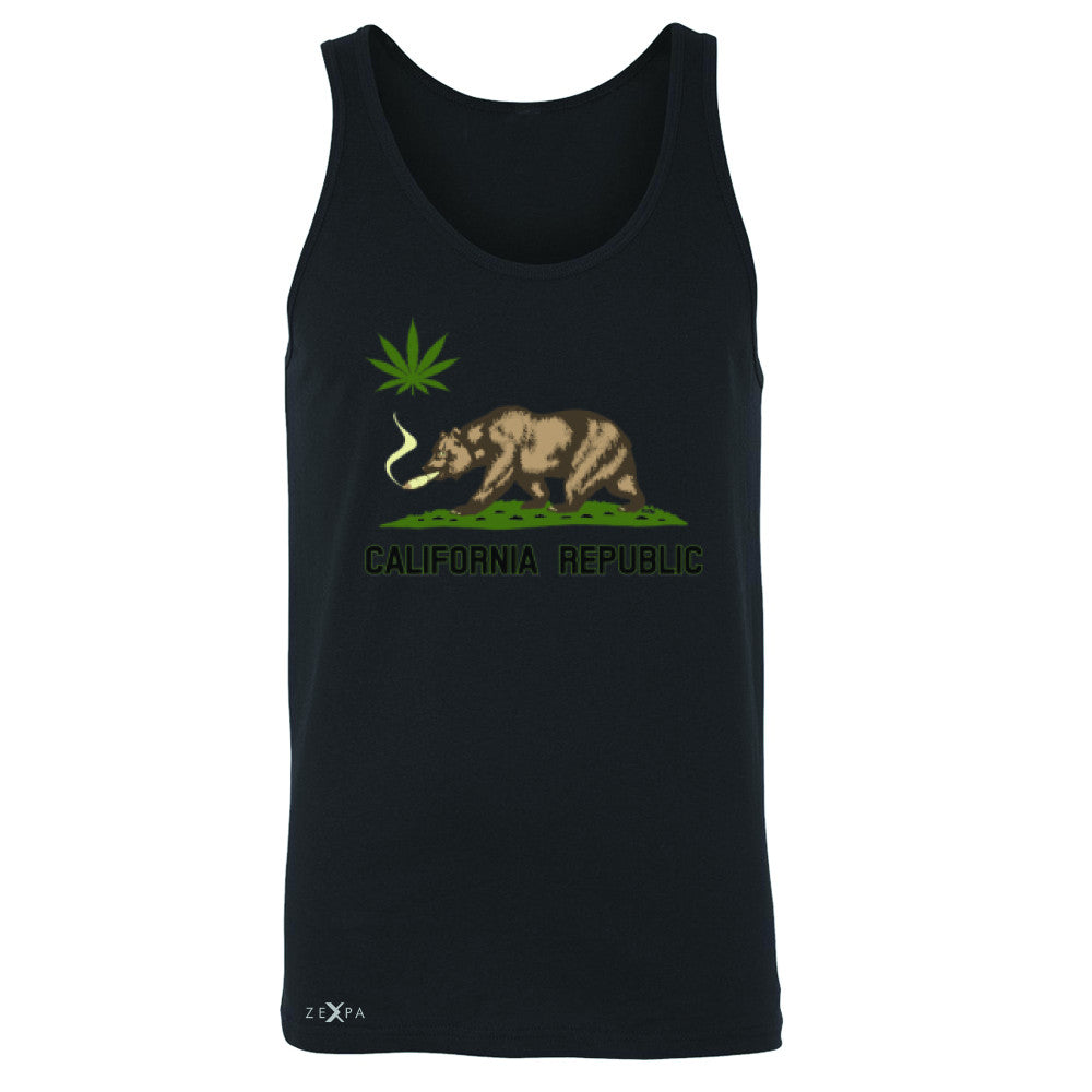 California Bear Weed Smoker Joint Men's Jersey Tank Fun Humor Sleeveless - Zexpa Apparel Halloween Christmas Shirts