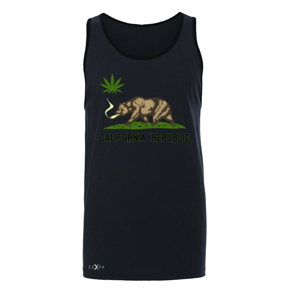 California Bear Weed Smoker Joint Men's Jersey Tank Fun Humor Sleeveless - Zexpa Apparel Halloween Christmas Shirts