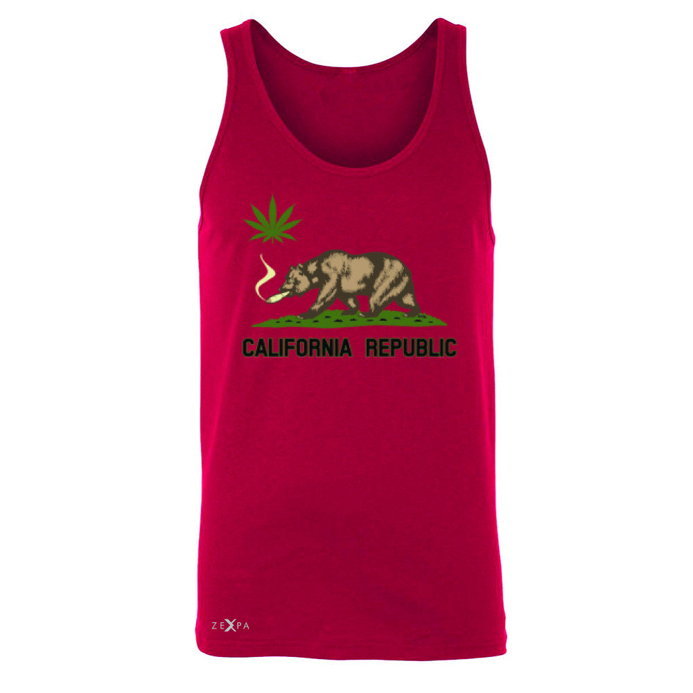 California Bear Weed Smoker Joint Men's Jersey Tank Fun Humor Sleeveless - Zexpa Apparel Halloween Christmas Shirts