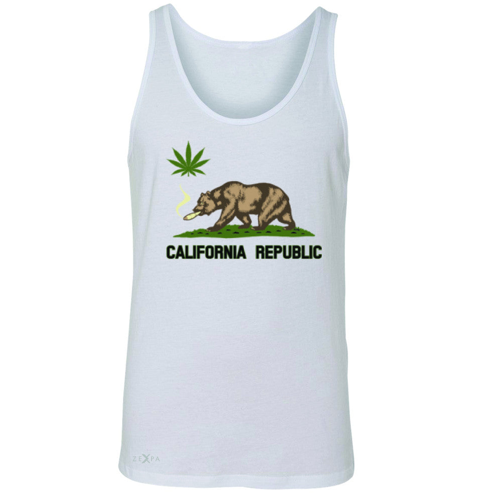 California Bear Weed Smoker Joint Men's Jersey Tank Fun Humor Sleeveless - Zexpa Apparel Halloween Christmas Shirts
