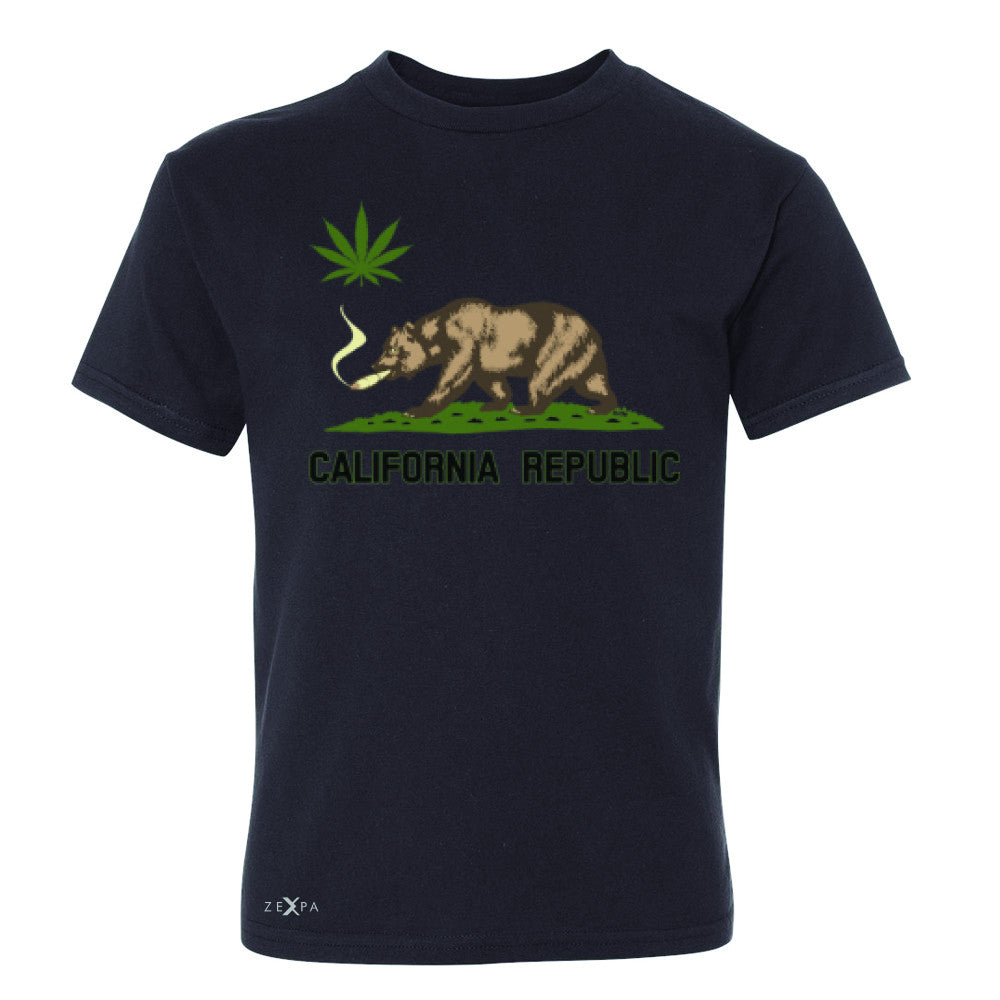 California Bear Weed Smoker Joint Youth T-shirt Fun Humor Tee - Zexpa Apparel Halloween Christmas Shirts