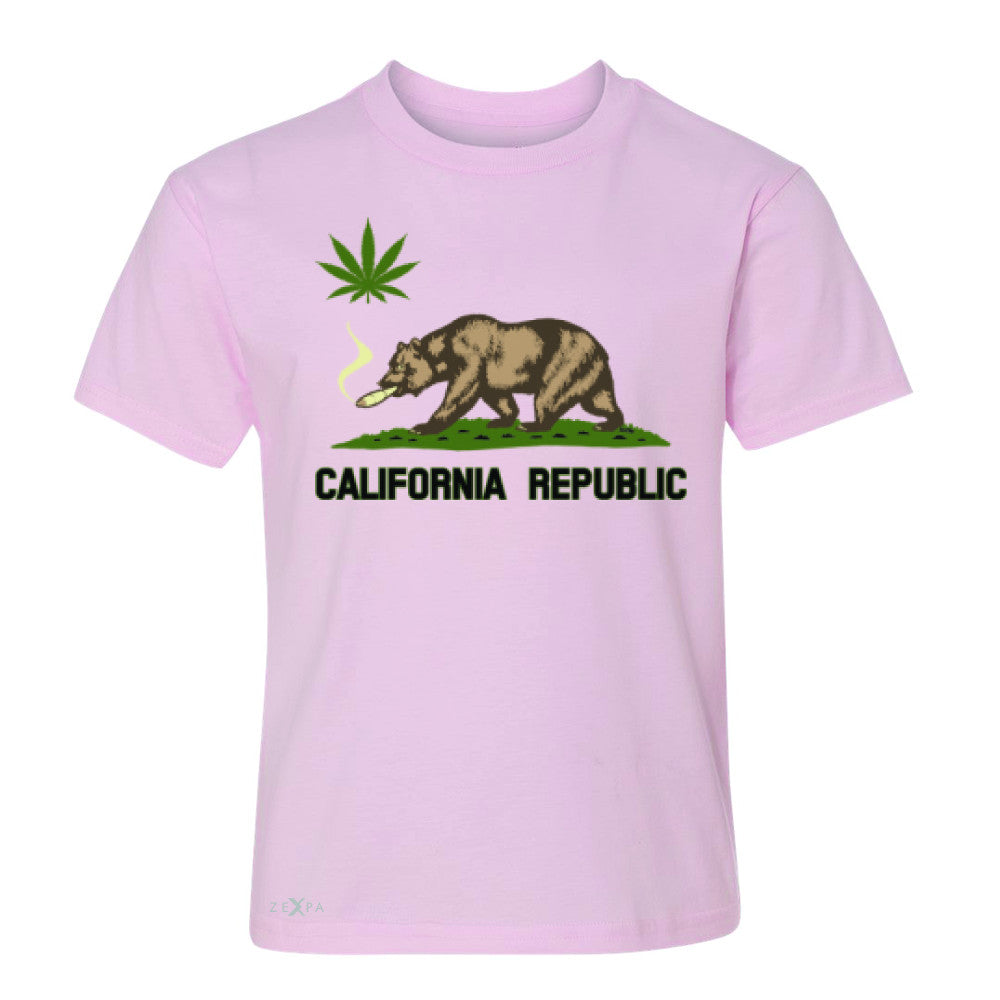 California Bear Weed Smoker Joint Youth T-shirt Fun Humor Tee - Zexpa Apparel Halloween Christmas Shirts