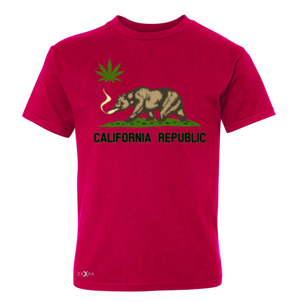 California Bear Weed Smoker Joint Youth T-shirt Fun Humor Tee - Zexpa Apparel Halloween Christmas Shirts