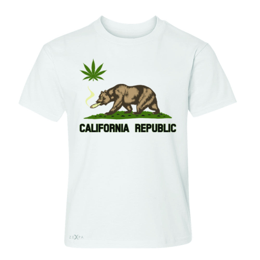 California Bear Weed Smoker Joint Youth T-shirt Fun Humor Tee - Zexpa Apparel Halloween Christmas Shirts