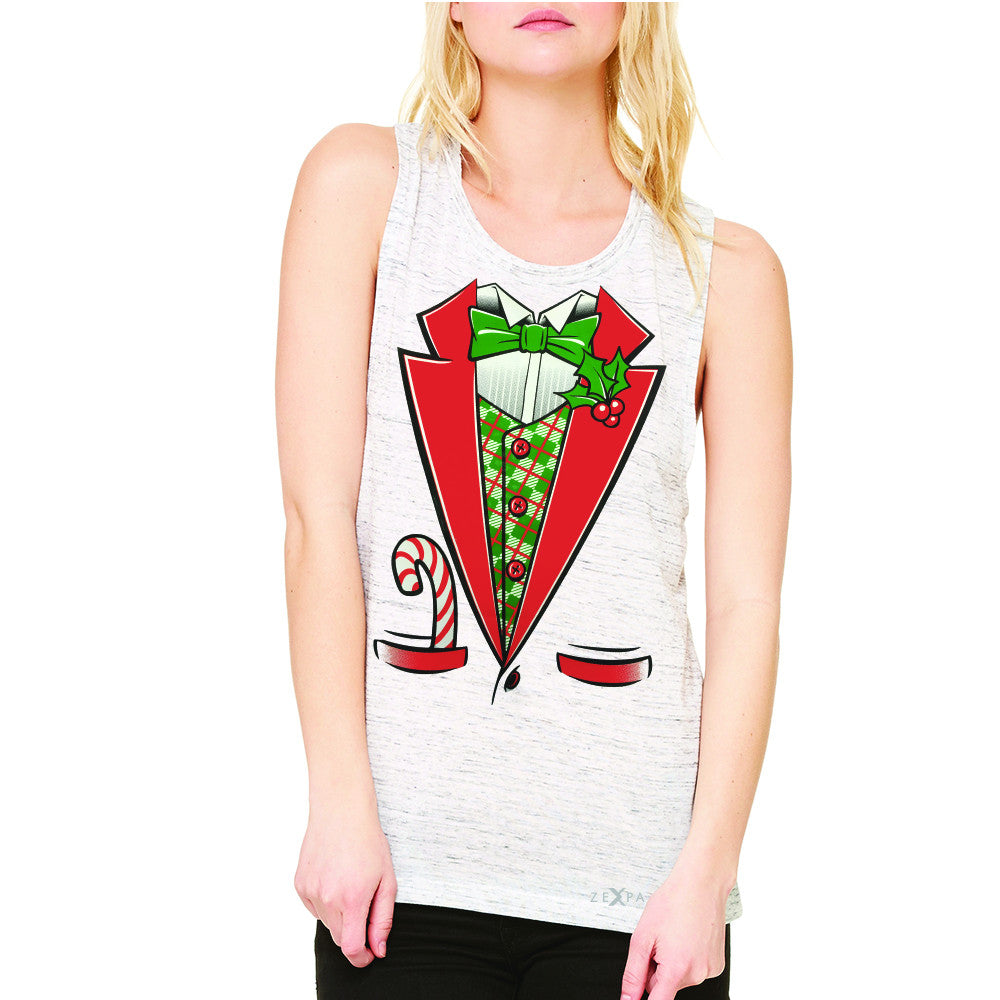 Sugar Christmas Tuxedo Cool Women's Muscle Tee Halloween Costume Sleeveless - Zexpa Apparel - 5