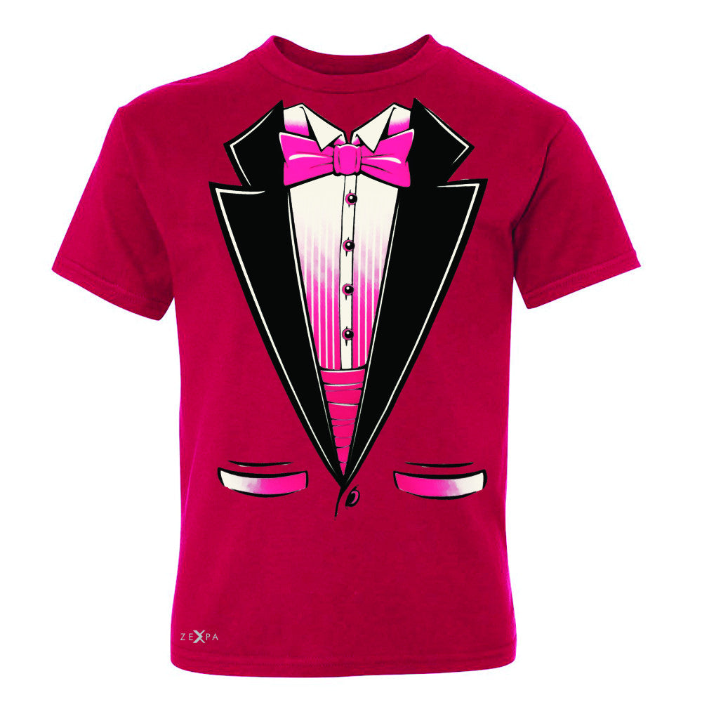 Pink Smokin Tuxedo Cool Youth T-shirt Halloween Costume Tee - Zexpa Apparel - 4