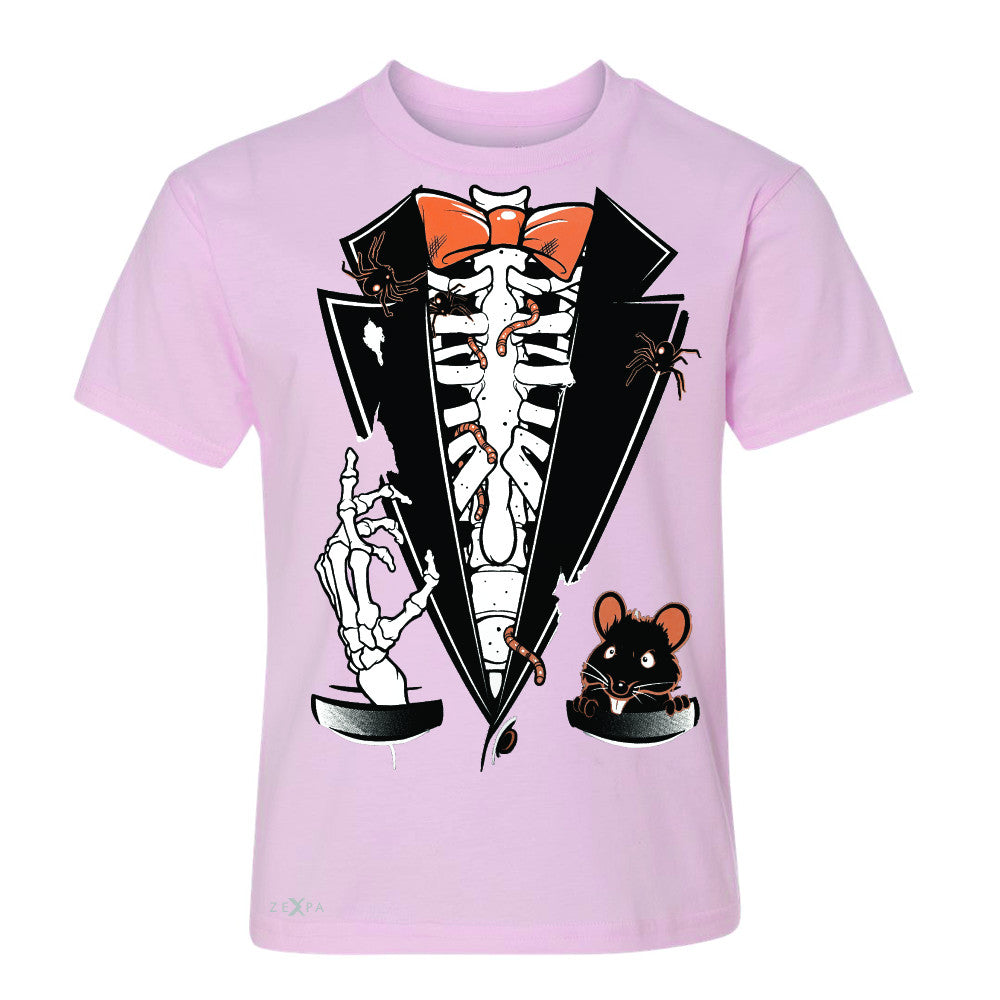 Rib Cage Skeleton Tuxedo Youth T-shirt Halloween Costume Tee - Zexpa Apparel - 3