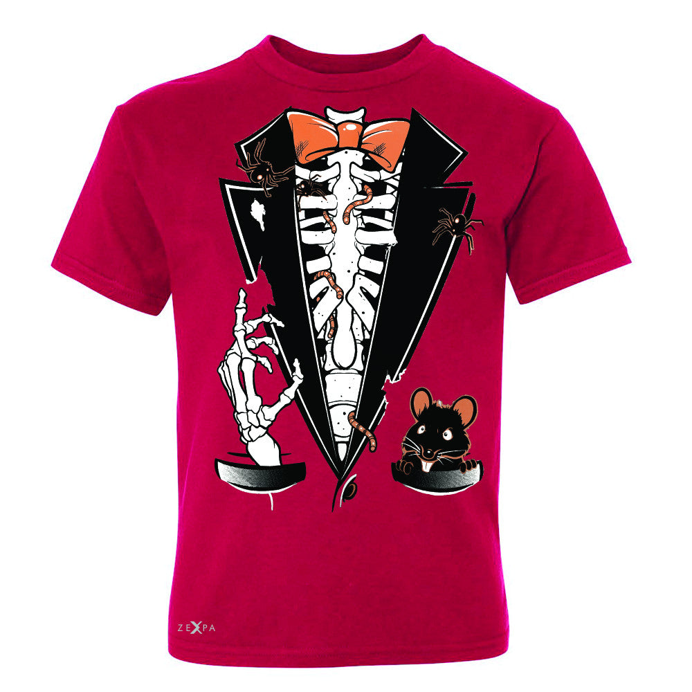 Rib Cage Skeleton Tuxedo Youth T-shirt Halloween Costume Tee - Zexpa Apparel - 4