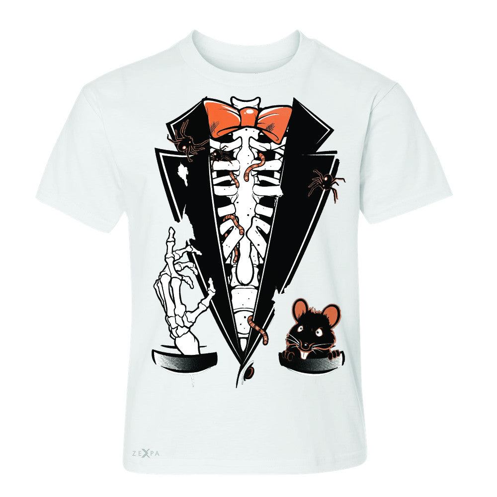 Rib Cage Skeleton Tuxedo Youth T-shirt Halloween Costume Tee - Zexpa Apparel - 5