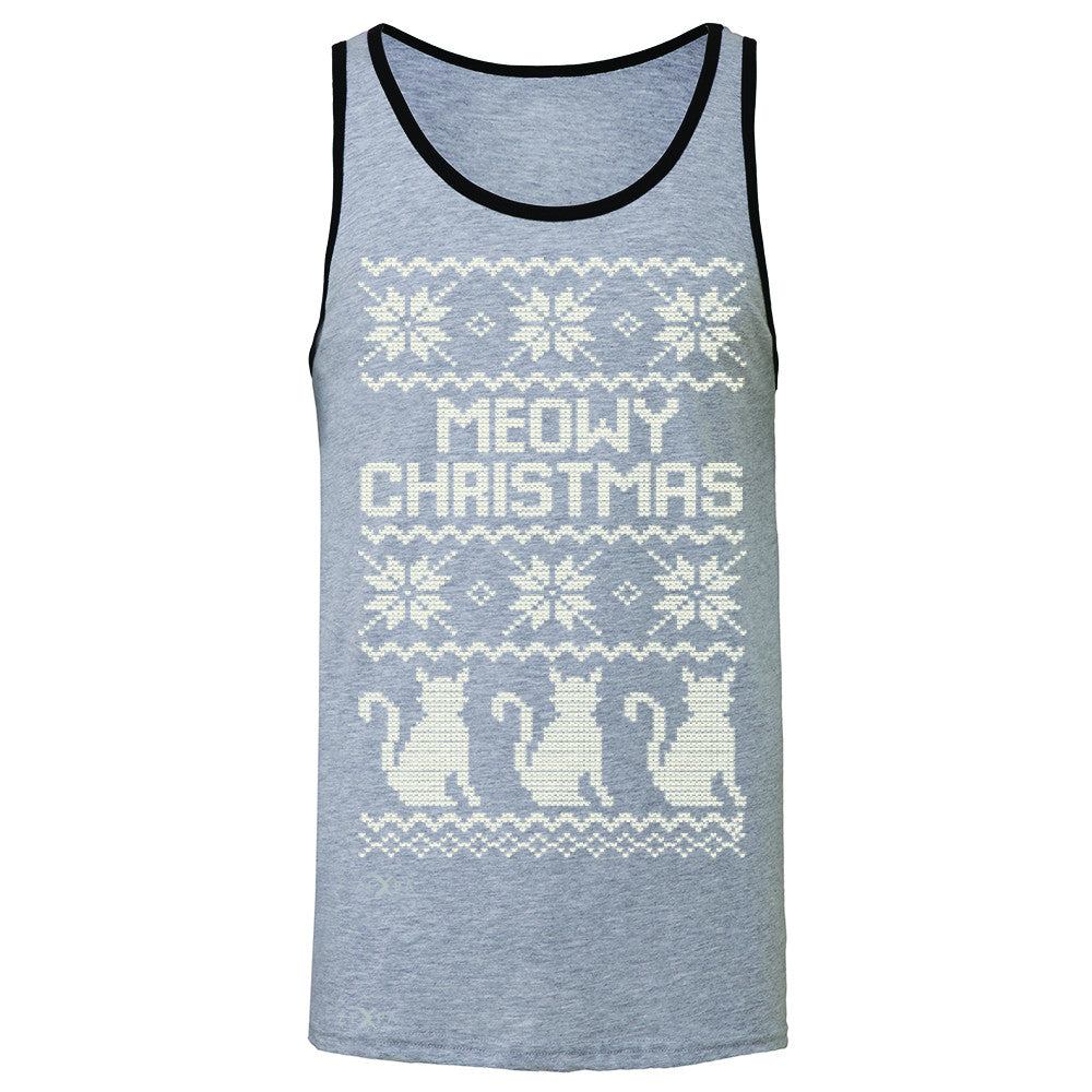 Zexpa Apparel™ Meowy Christmas Snow Flakes Cool Men's Jersey Tank Ugly Sweater Sleeveless - Zexpa Apparel Halloween Christmas Shirts