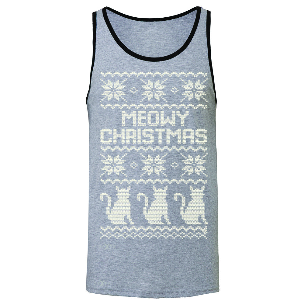 Zexpa Apparel™ Meowy Christmas Snow Flakes Cool Men's Jersey Tank Ugly Sweater Sleeveless - Zexpa Apparel Halloween Christmas Shirts