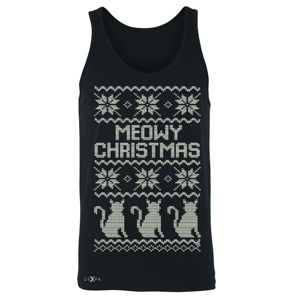 Zexpa Apparel™ Meowy Christmas Snow Flakes Cool Men's Jersey Tank Ugly Sweater Sleeveless - Zexpa Apparel Halloween Christmas Shirts