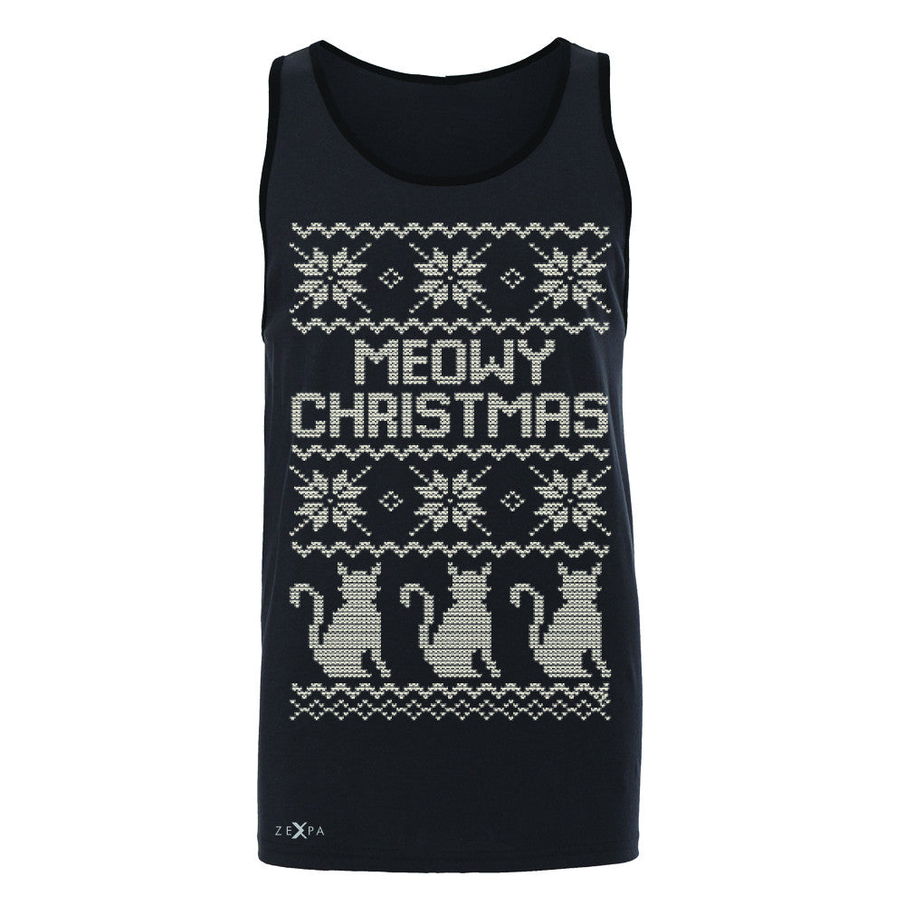 Zexpa Apparel™ Meowy Christmas Snow Flakes Cool Men's Jersey Tank Ugly Sweater Sleeveless - Zexpa Apparel Halloween Christmas Shirts
