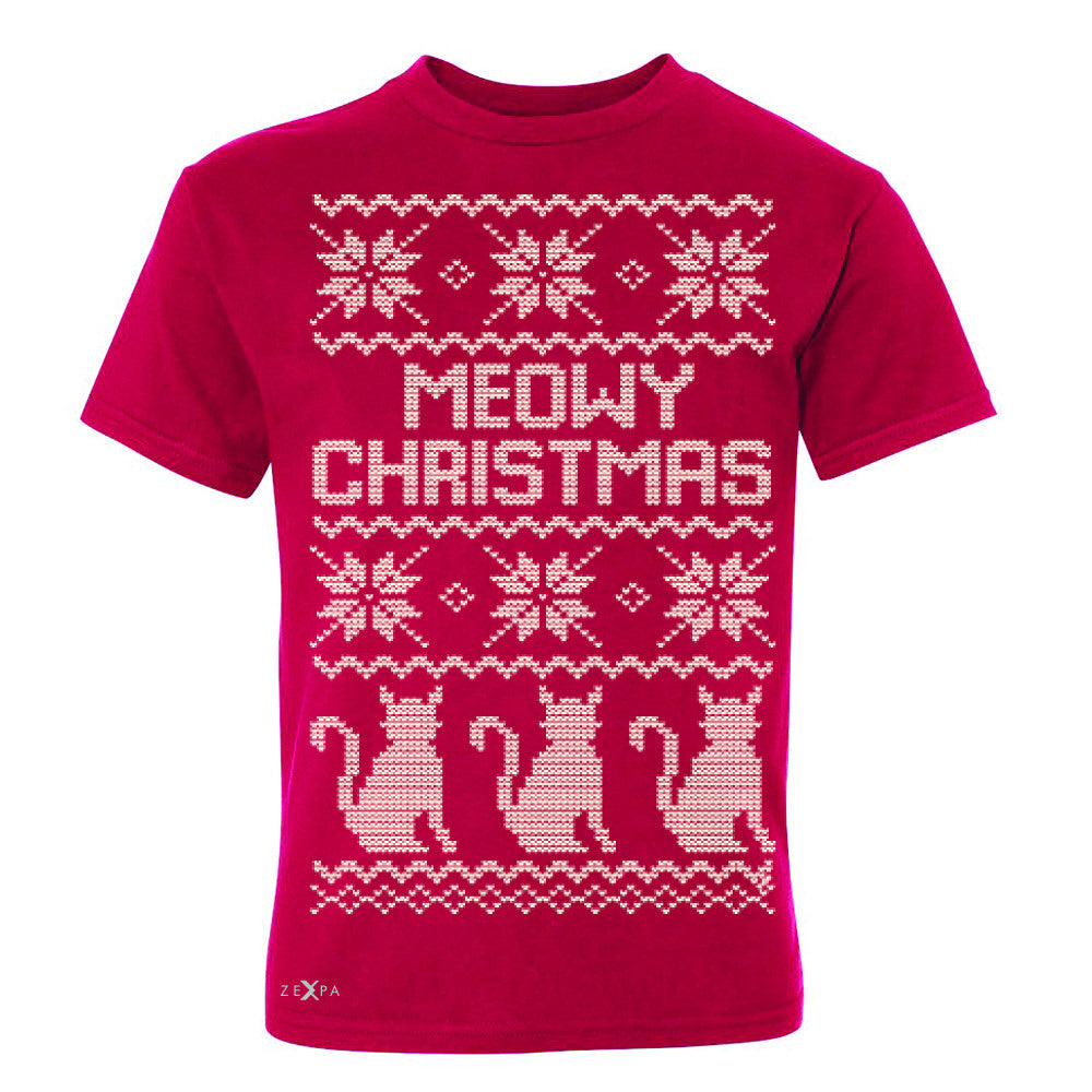 Zexpa Apparel™ Meowy Christmas Snow Flakes Cool Youth T-shirt Ugly Sweater Tee - Zexpa Apparel Halloween Christmas Shirts