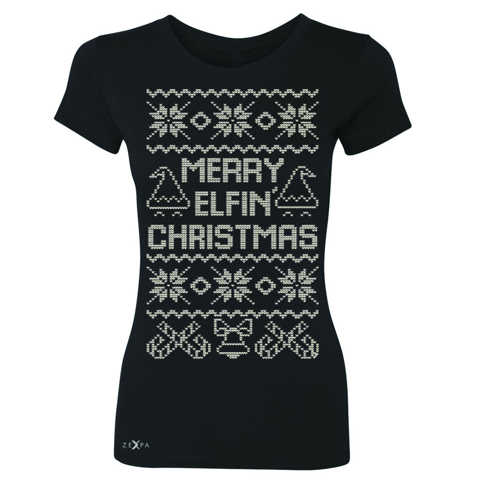 Zexpa Apparel™ Merry Elfin Christmas  Women's T-shirt Ugly Sweater Tradition Tee - Zexpa Apparel Halloween Christmas Shirts