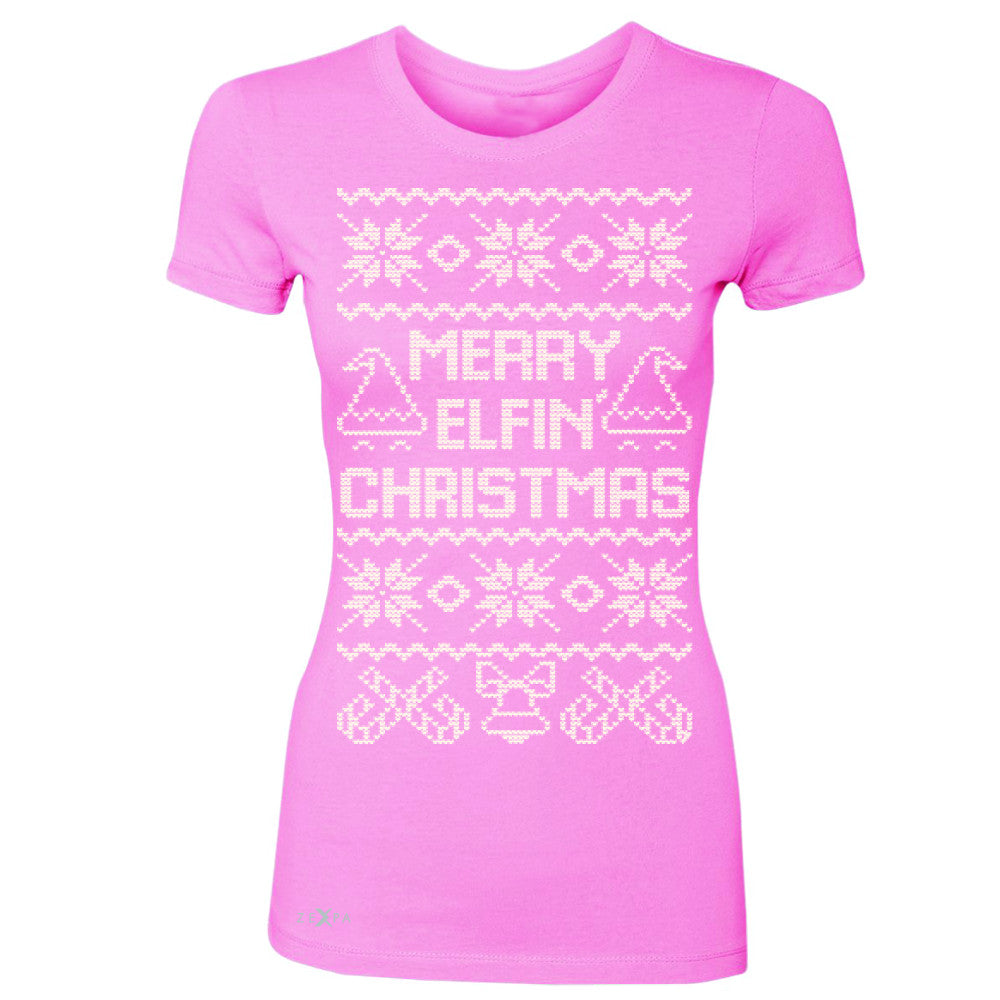 Zexpa Apparel™ Merry Elfin Christmas  Women's T-shirt Ugly Sweater Tradition Tee - Zexpa Apparel Halloween Christmas Shirts